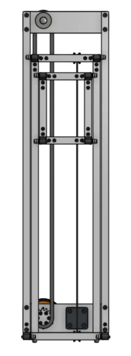 Elevator: two-stage frame, front view