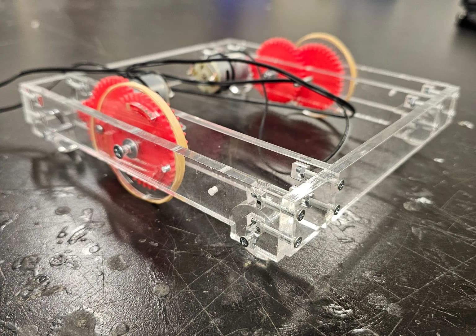 Clear acrylic chassis, gear train fitted