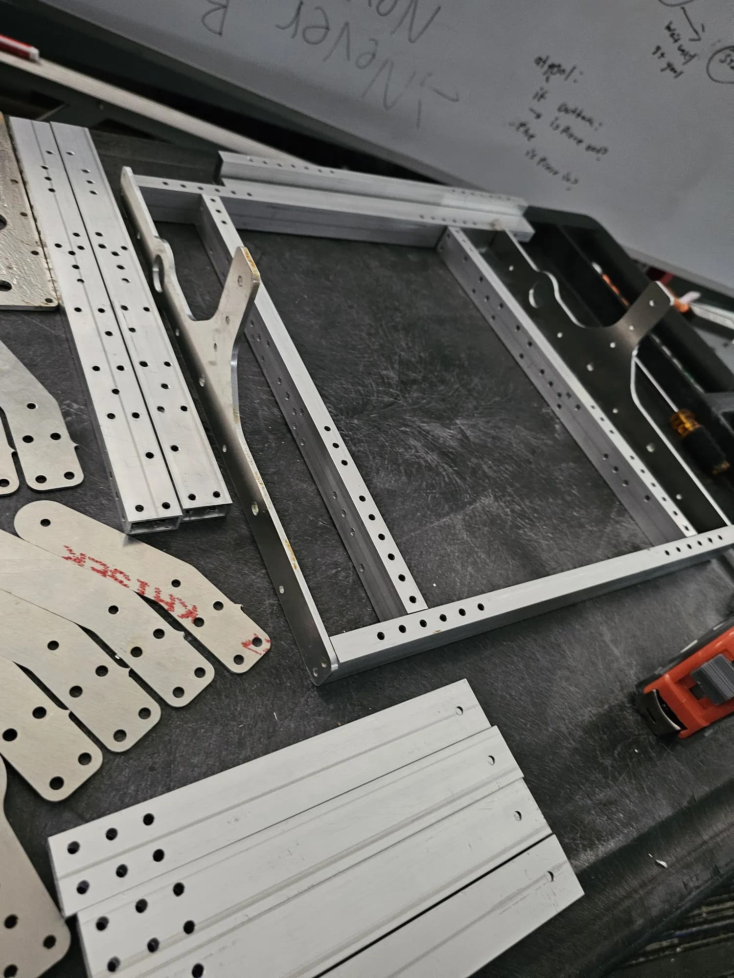 Frame staged before assembly