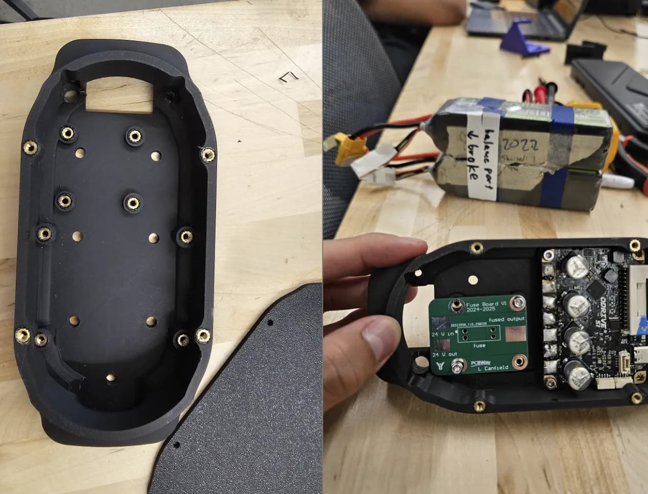 Heat-set inserts, then electronics installed
