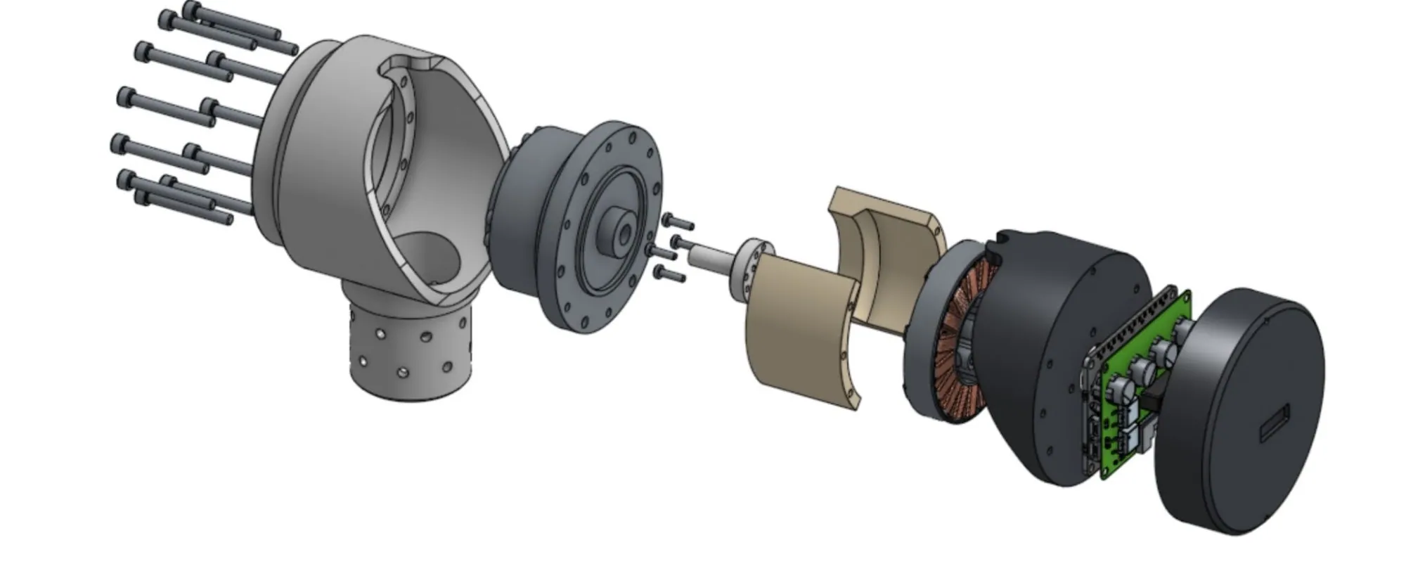 Motor module: exploded, laid out