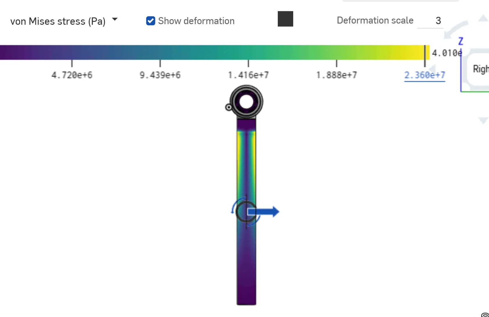 FEA: link, deformation scaled 3×