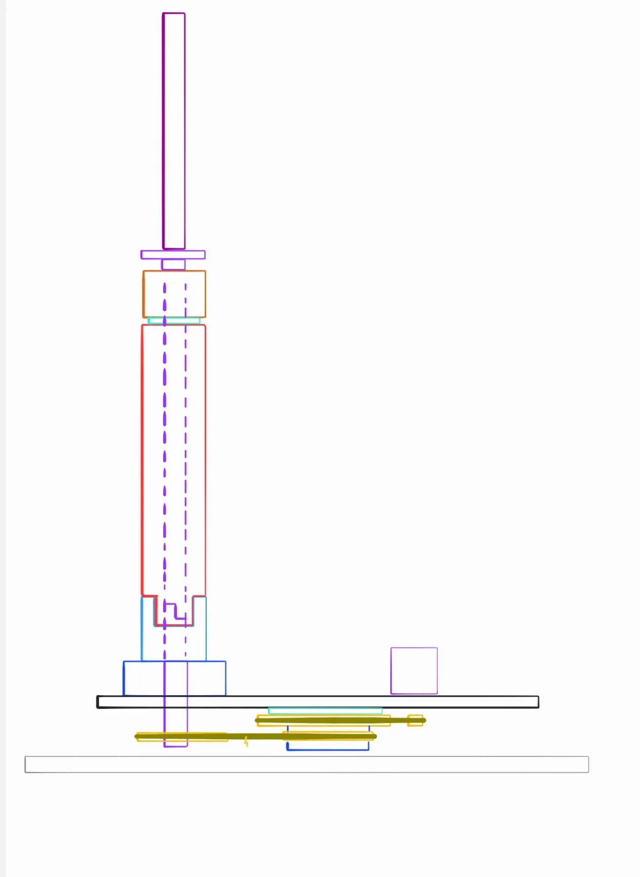 Mast and linear slide layout