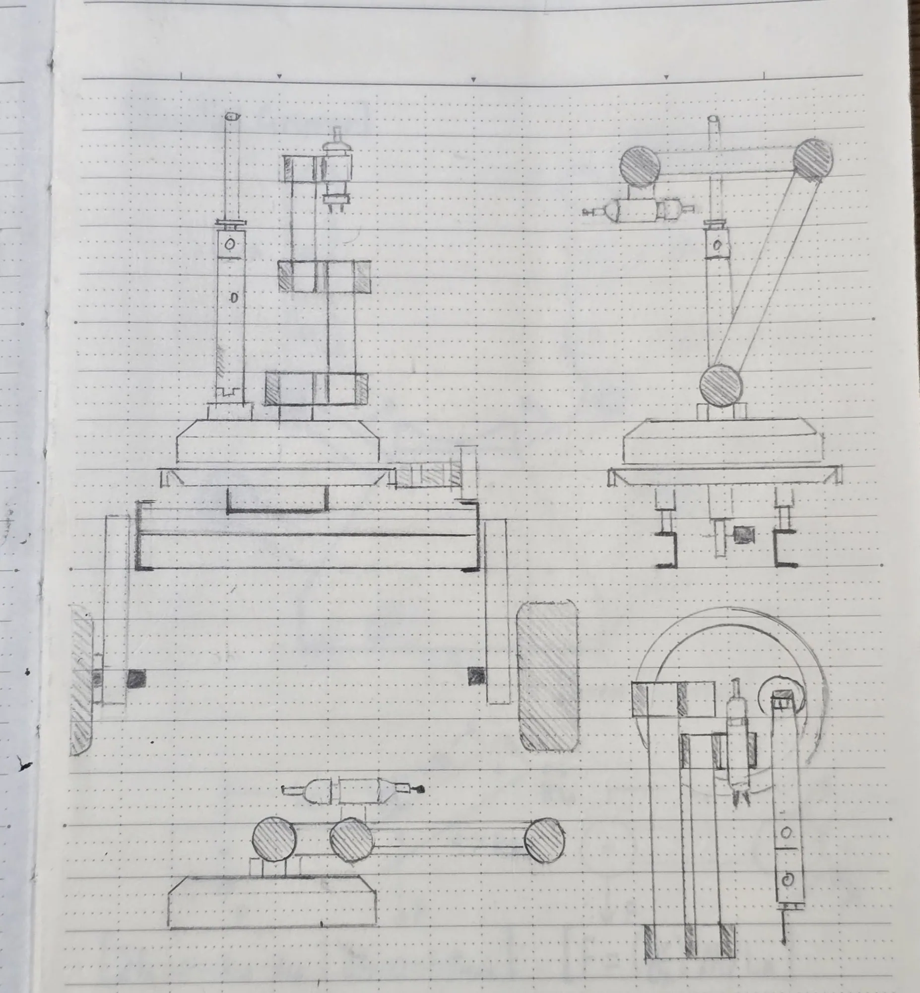 Base and linear slide: orthographic sketch