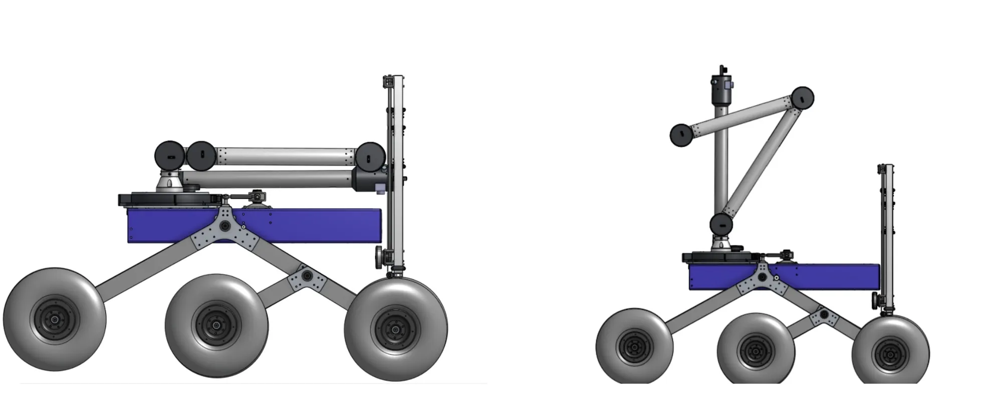 Stowed and deployed on the rover