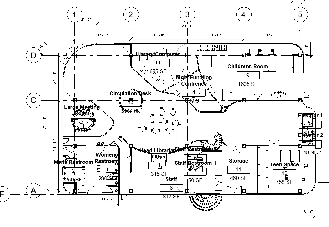 Ground floor plan, room schedule and areas
