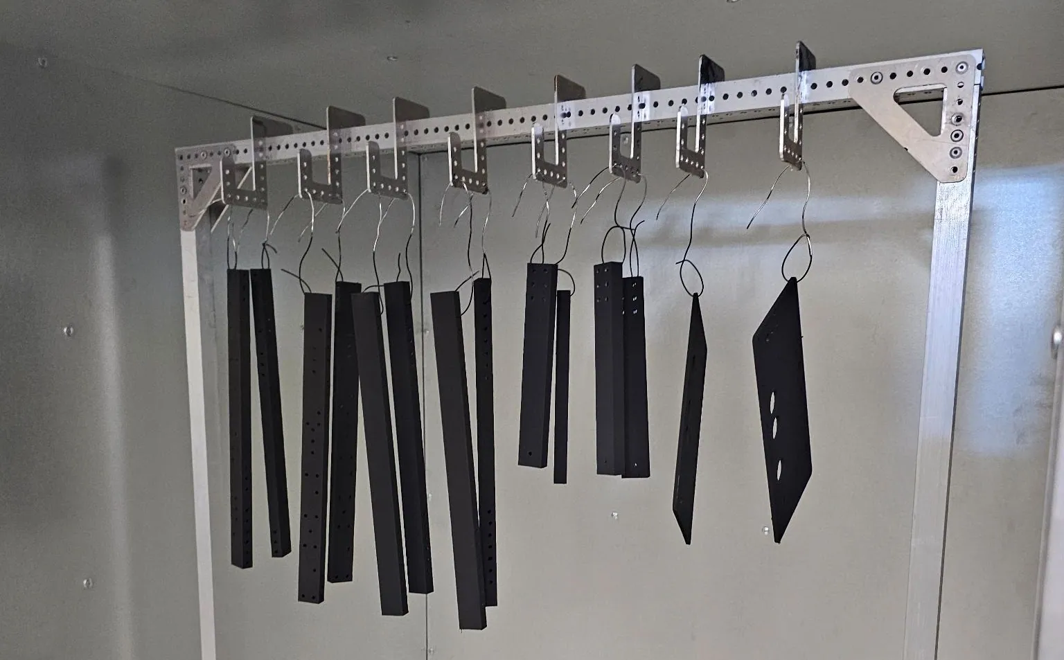 Anodised parts on the rack