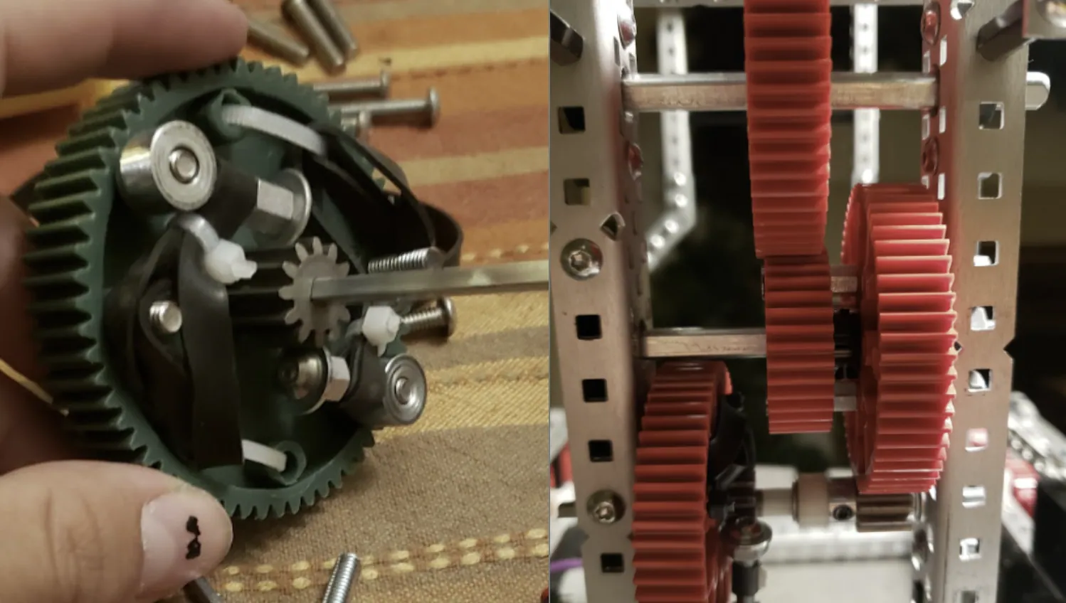 Transmission gear cluster, and the same gears in the chassis