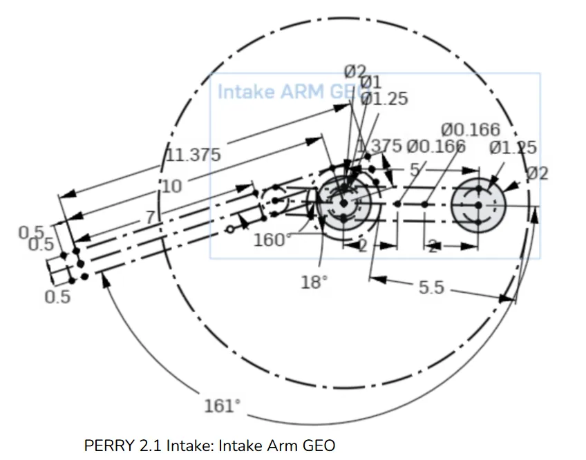 PERRY 2.1 intake: arm geometry, fully dimensioned