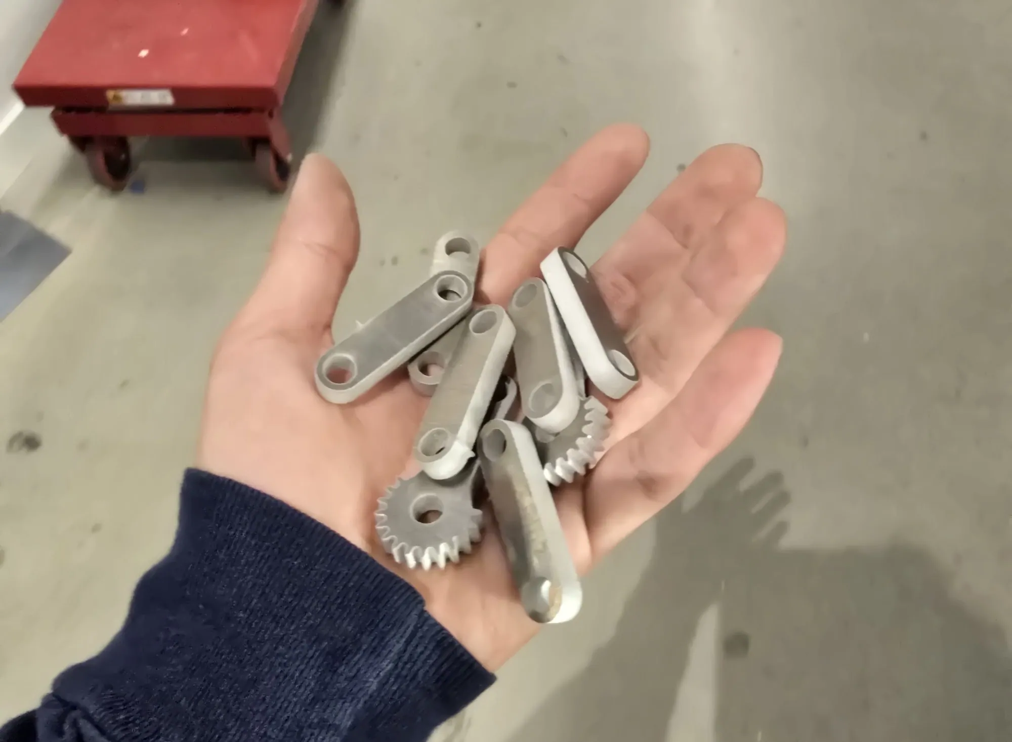 Water-jet links and gears, sandblasted
