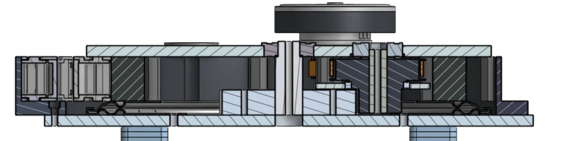 Section through the turntable, shaft, and plates